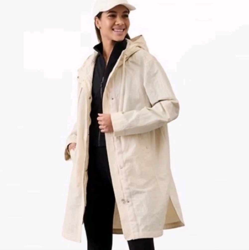 Athleta Womens XXS Everywhere Anorak Rain‎ Jacket Lightweight Hooded cream